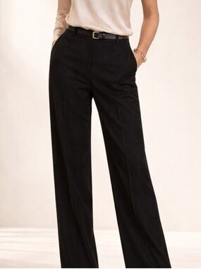 Escada Black Wool Stretch Tailored Straight Leg Trousers - Size 40